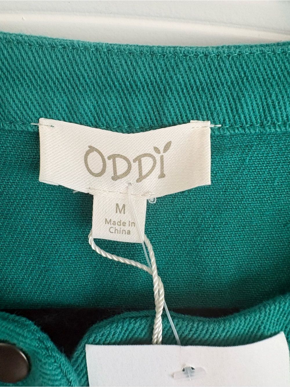 ODDY Teal Button-Front Ruffle Sleeve Top - Picture 3 of 4